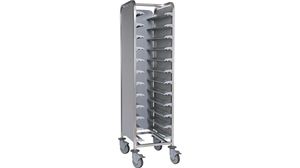 12-shelf Tray Clearing Trolley - High Model - Grey Slide Rails - 3 Panels Grey - 782903 - 1