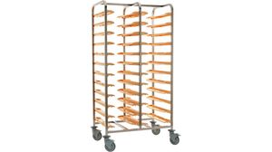 24-shelf Tray Clearing Trolley - Side By Side - Beige Slide Rails - Without Side Panels - 783906 - 1