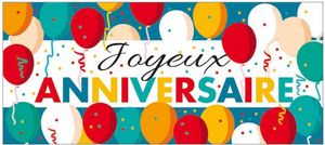 Box Of 24 Rectangular Wafer Cake Decorations "joyeux Anniversaire" 90x40 Mm - 911008 - 1