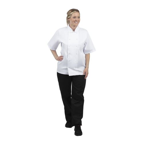 Whites Boston Unisex Chef Jackets Short Sleeve White L (5 Pack) - SA823 - 10