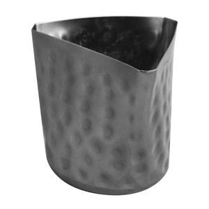 French Fry Cup - Ss - Triangle Mouth - Mirror Finish - Hammered - Black - FFT90H-K - 1