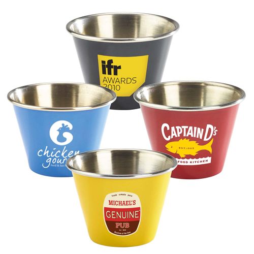 Custom Branded 2.5oz Stainless Steel Ramekin (Blue, Red, Yellow & Black) - C5440 - 1