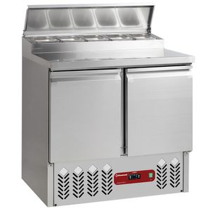 Diamond SALP2/R6 2 Door Refrigerated Saladette Counter with Lid, 5 x 1/6 GN - SALP2-R6 - 1