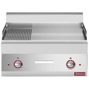Diamond E65/PM7T-N 2/3 Smooth 1/3 Ribbed Electric Cooking Plate, 9kW - E65-PM7T-N - 1