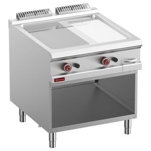 Diamond G9/PMCA8-N Freestanding 2/3 Smooth 1/3 Grooved Gas Griddle on Netrual Open cupboard - G9-PMCA8-N - 1