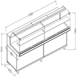Diamond NB25X Neutral Snack Display Counters_Low Glass - NB25X - 1