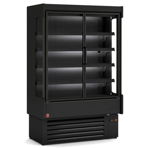 Diamond NIA15/B5-8-PV Black Refrigerated Multideck Display with 2 Swing Doors, 1623mm - NIA15-B5-8-PV - 1