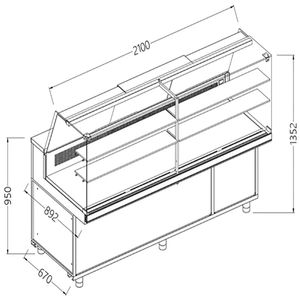 Diamond SA21XR Snack Patisserie Display Counter, 2100mm - SA21XR - 1