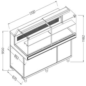 Diamond SB17X/R Snack Patisserie Display Counter, 1700mm - SB17X-R - 1