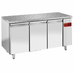 Diamond TPS3B/HG 3 Door Stainless Steel Granite Top Freezer Counter - TPS3B-HG - 1