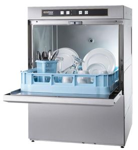 Hobart Ecomax F504-20C 500mm Basket Frontloading Commercial Dishwasher with Drain Pump, 18 Plates - F504-20C - 1
