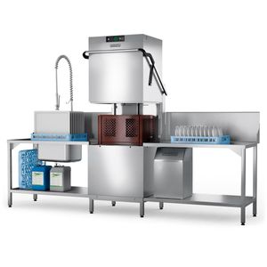 Hobart AMXXL-10C 500mm Basket Hood / Passthrough Dishwasher with Drain Pump, 18 Plates - AMXXL-10C - 1