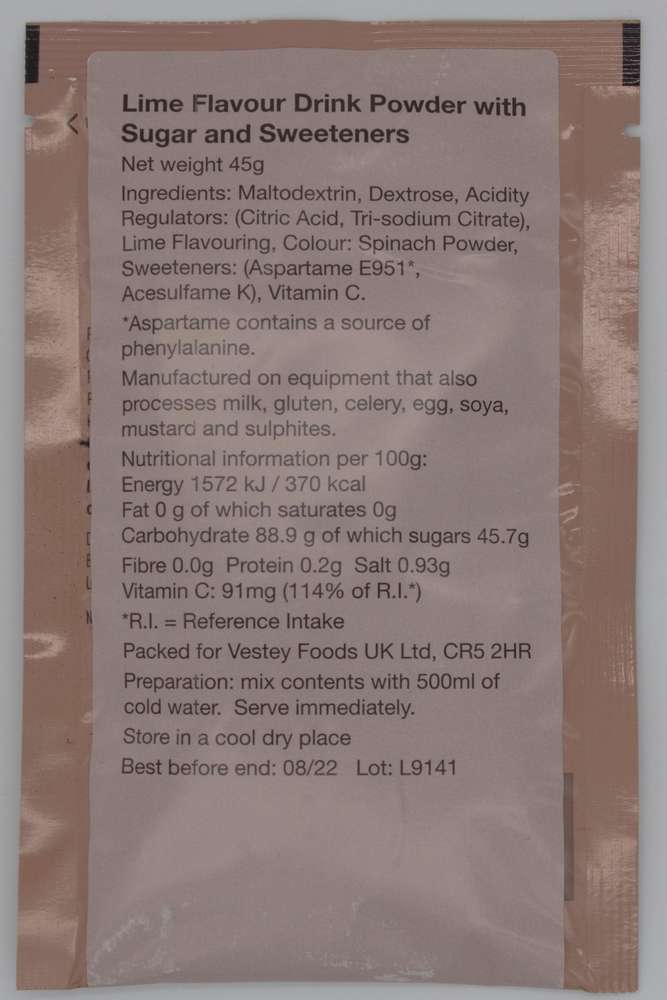 Lime Flavour Beverage Powder Drink Sachet