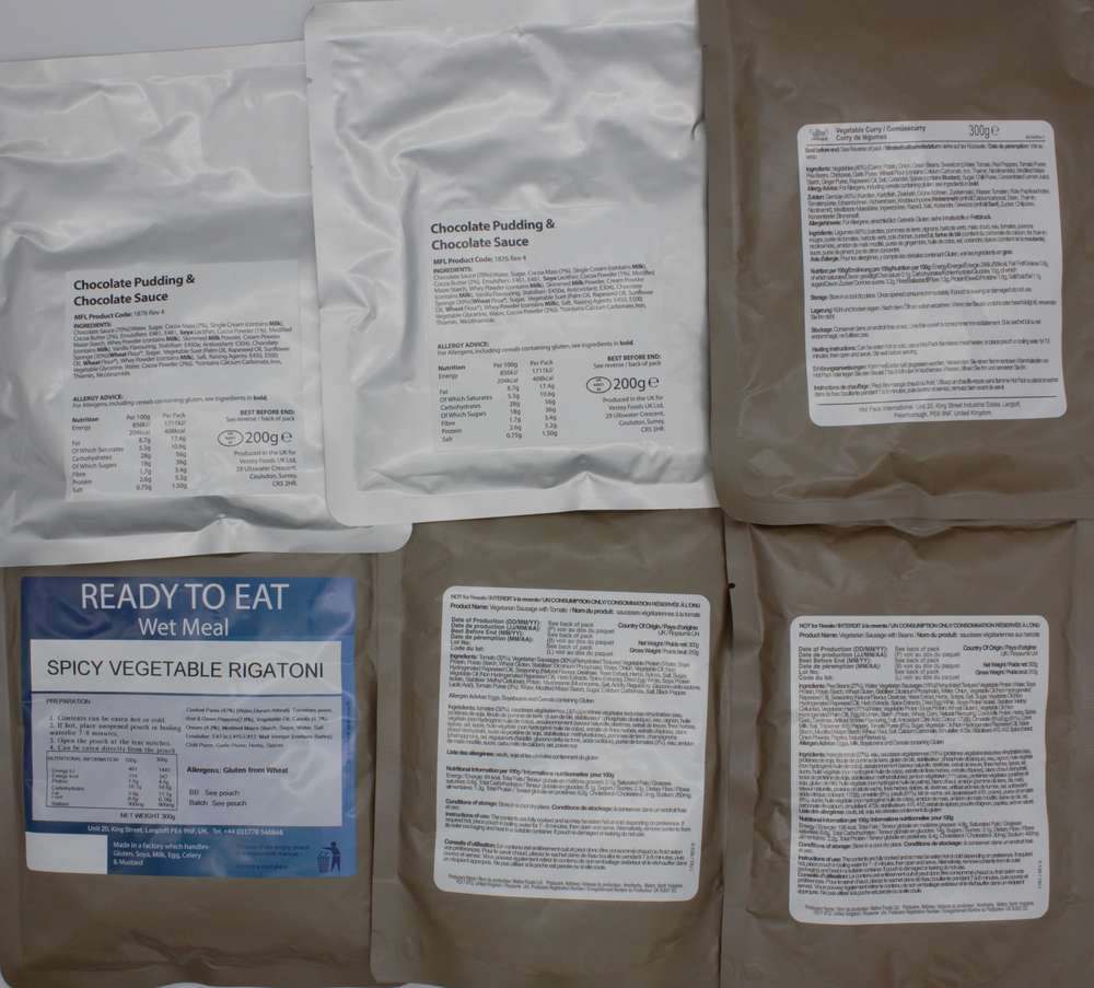 Pack of 6 Vegetarian Ready to Eat Camping Meals MRE