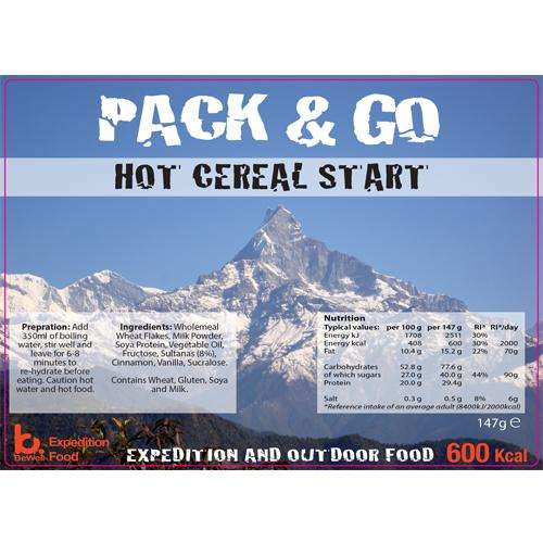 Sliver foil pouch contining Hot start cereal