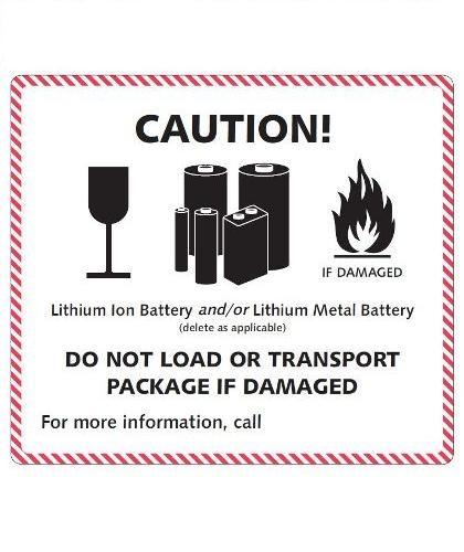 HZ2001 - Hazard Label "LITHIUM BATTERIES" 125x110mm (250 Labels per Roll)
