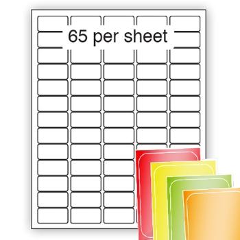Fluorescent A4 Labels 38x21mm 65 per sheet