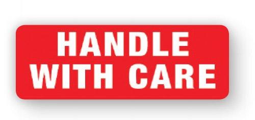 VL89HA - Parcel Label "HANDLE WITH CARE" 89x32mm (1000 Labels per Roll)