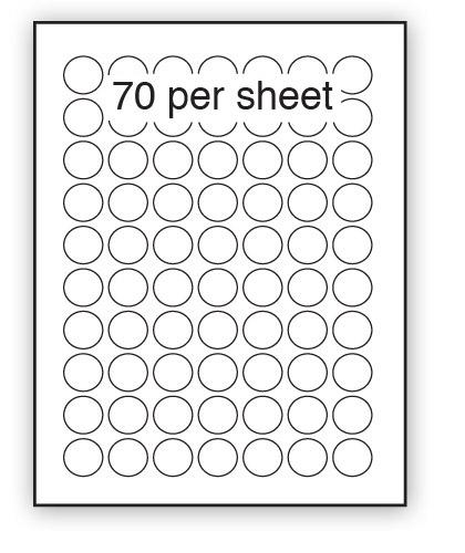 P25REM - A4 Label White Removable 25mm Diameter Circle 70 up (200 Sheets)