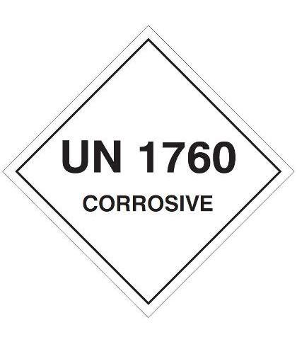HZ1014 - Hazard Label"UN1760 CORROSIVE" 100x100mm (250 Labels per Roll)