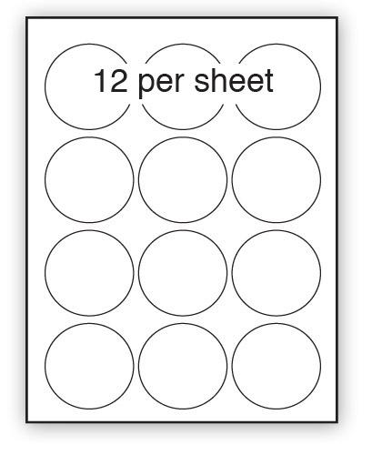 P63.5REM - A4 Label White Removable 63.5mm Diameter Circle 12 up (200 Sheets)