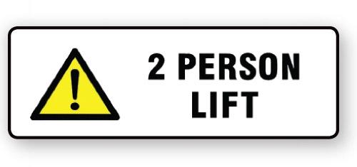 VL148TP - Parcel Label "2 PERSON LIFT" 148x50mm (500 Labels per Roll)