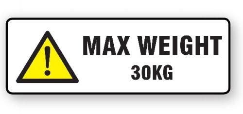 VL148MW30 - Parcel Label "MAX WEIGHT 30KG" 148x50mm (500 Labels per Roll)