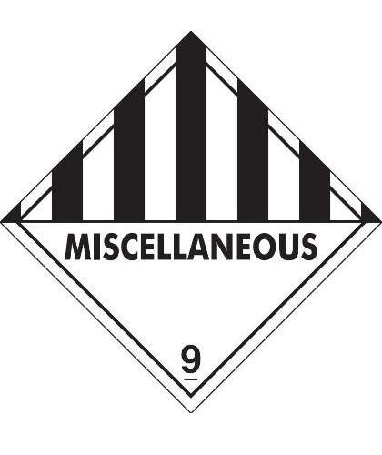 HZ911 - Hazard Label "MISCELLANEOUS" 100x100mm (250 Labels per Roll)