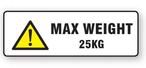 VL148MW25 - Parcel Label "MAX WEIGHT 25KG" 148x50mm (500 Labels per Roll)