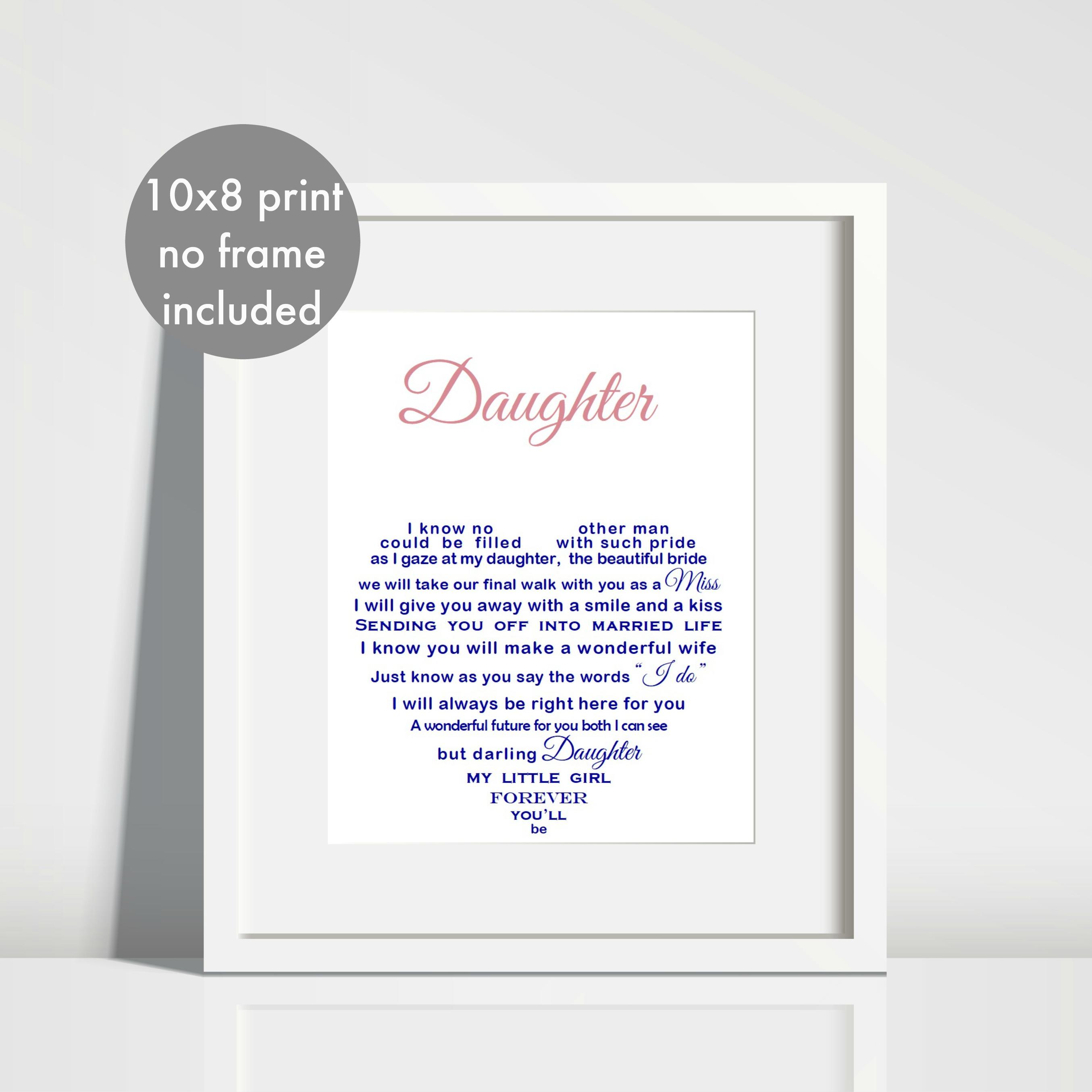 Daughter Wedding Day Gift From Dad Personalised Print For Bride