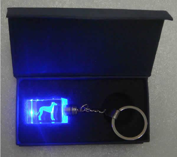 3--D Crystal Greyhound Light Up Keyring