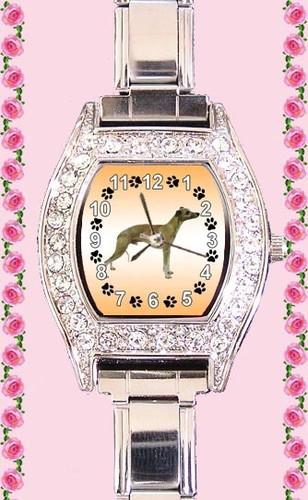 Whippet Dog Cubic Zirconia Lady Stainless Steel It
