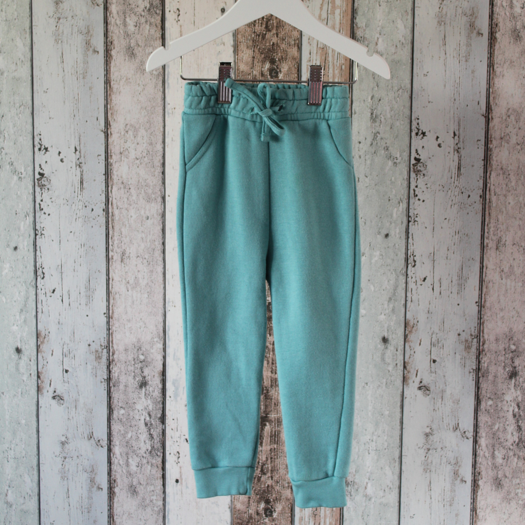 KIT Clothing preloved organic cotton jog pants seafoam 18-24 months