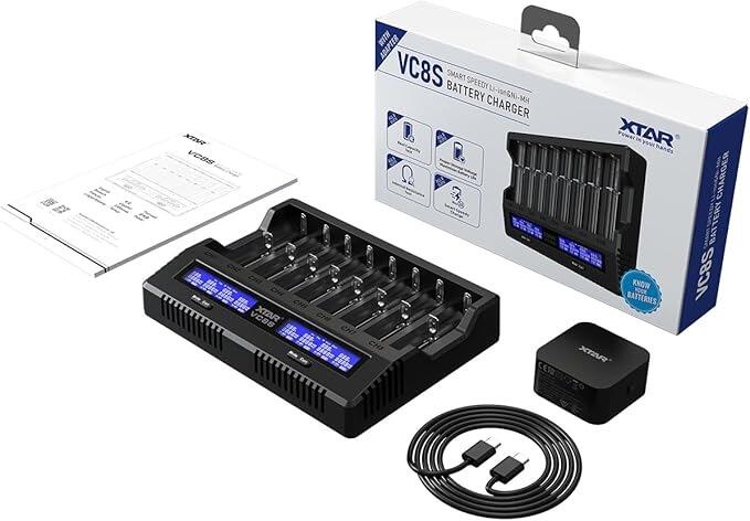XTAR VC8S Set - Lithium Ion Battery Charger With PD3.0 Wall Adapter