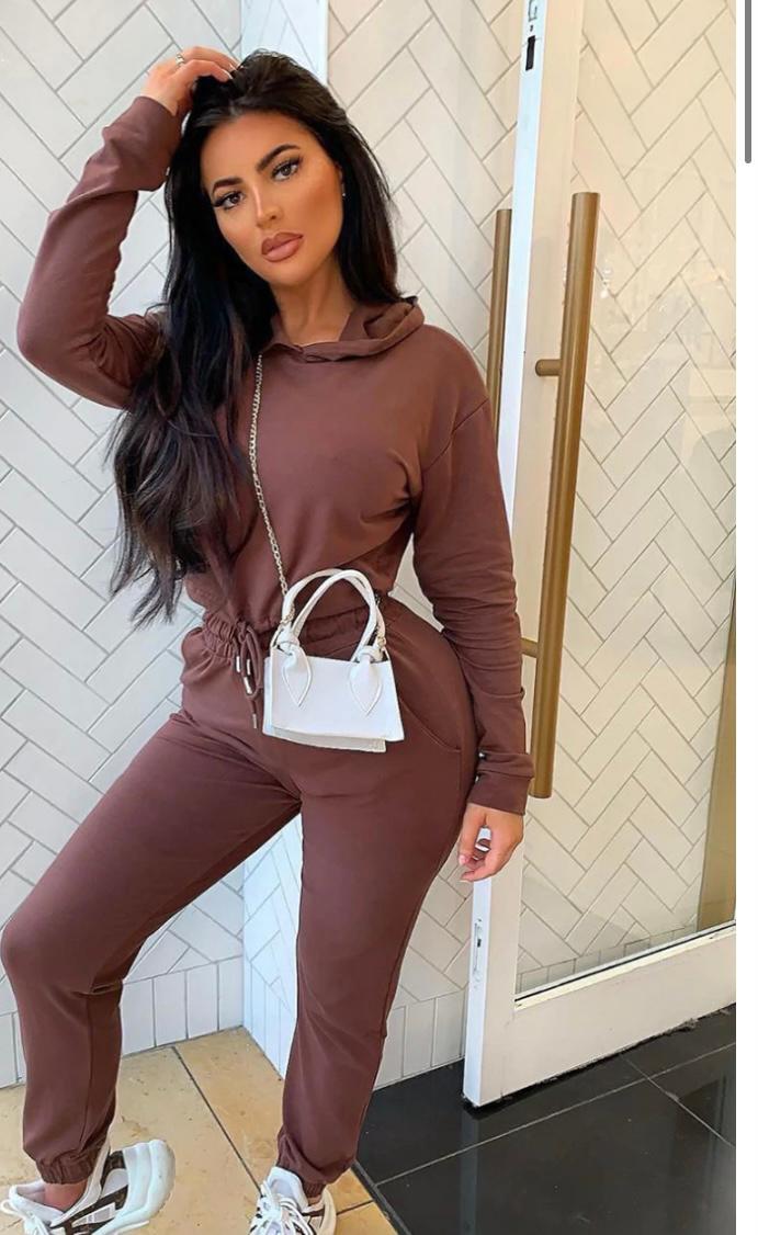 chocolate brown jogger set