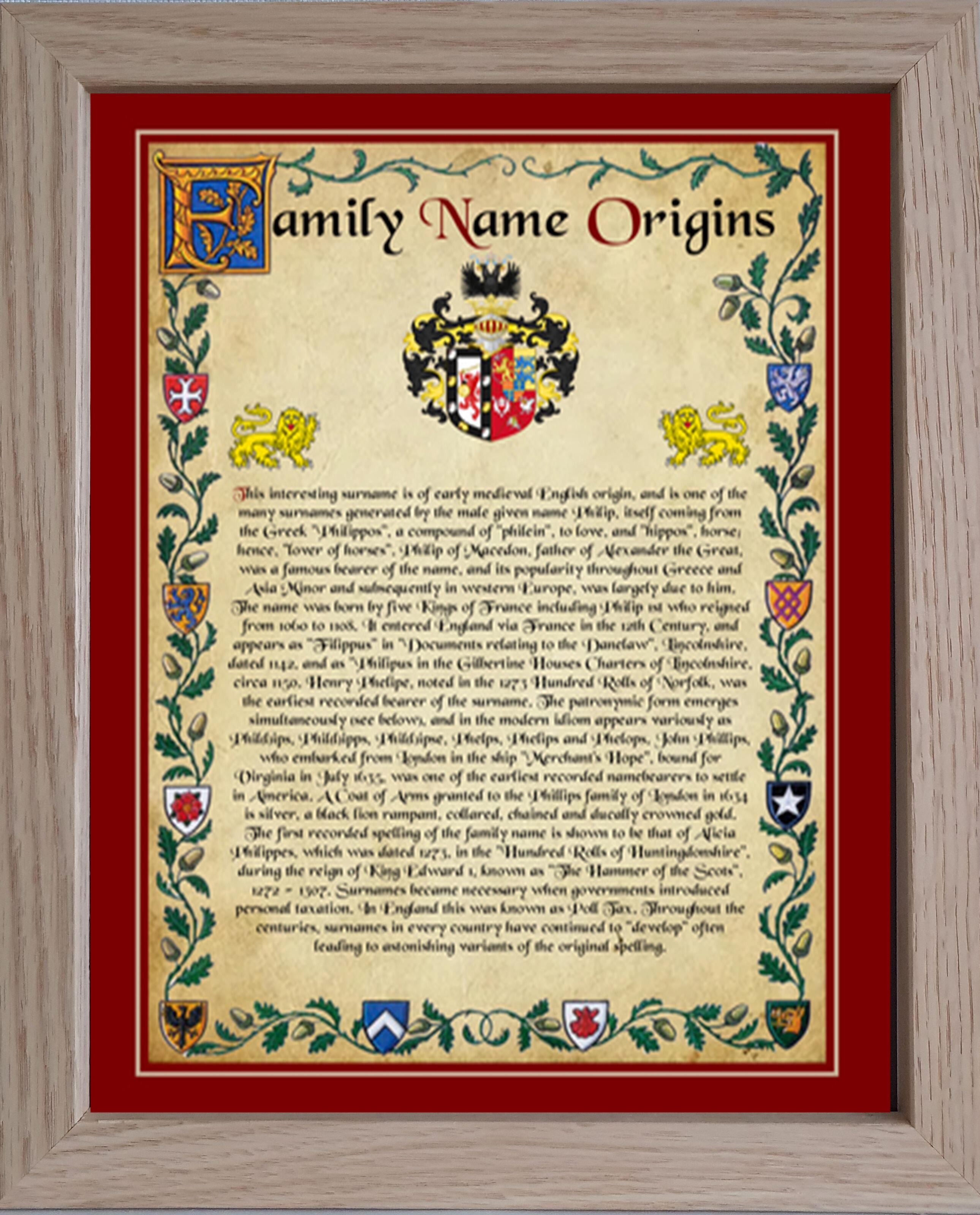 Family Name Origins Maroon Border