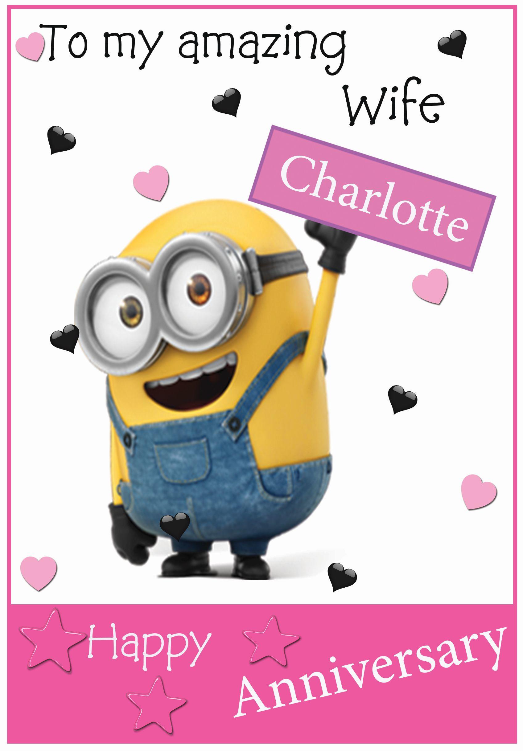 Personalised Minions Anniversary Card For Her