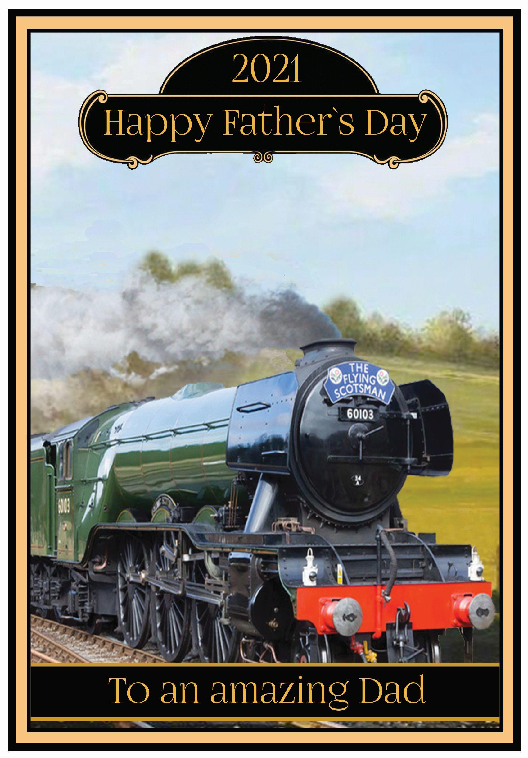 Flying Scotsman Steam Train Fathers Day Card