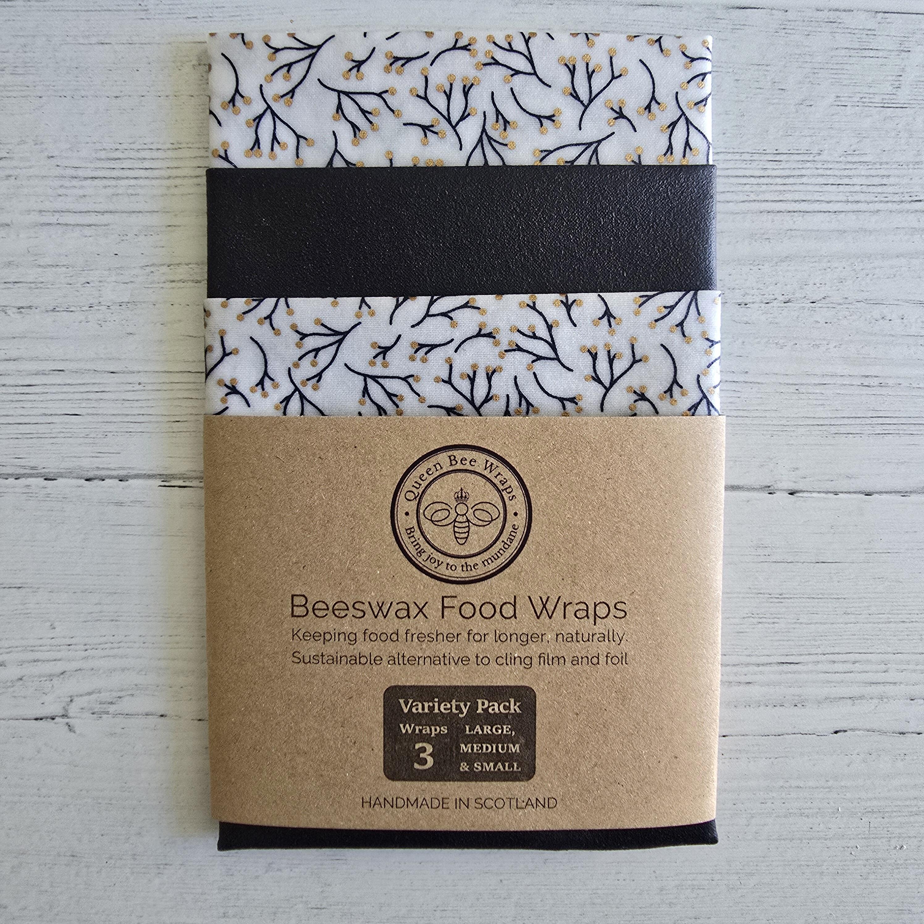 blue and gold berry beeswax wrap