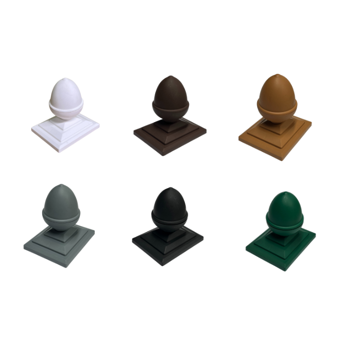 6 different Plastic Acorn Finial and Post Cap Black