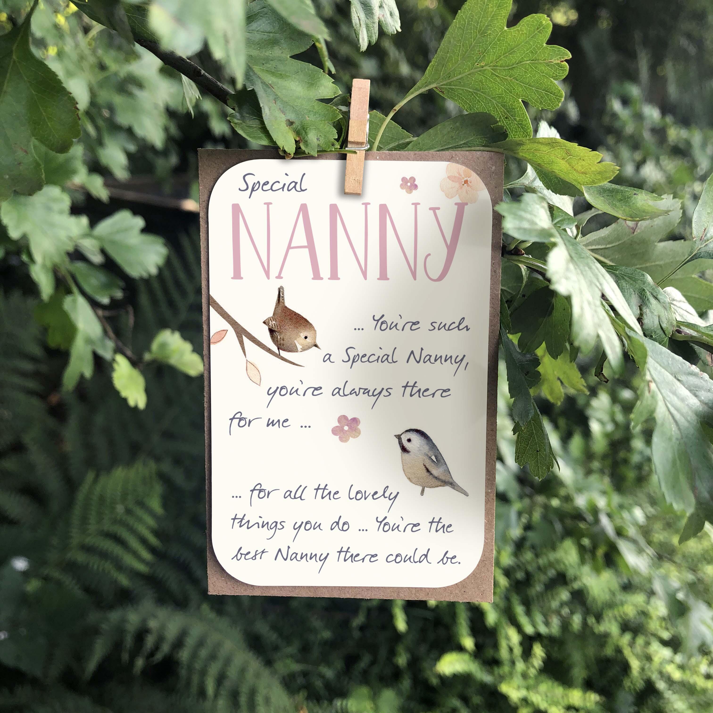 A small keepsake card with a ‘Nanny’ caption, and lovely little verse