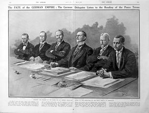 Six German Delegates (original page from The Sphere 1919) art by Fortunino Matania Six German Delegates (original page from The Sphere 1919) art by Fortunino Matania