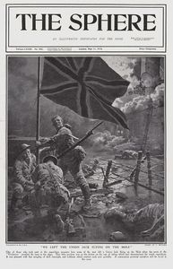 We Left The Union Jack Flying on the Mole (original cover page from The Sphere 1918) art by Fortunin We Left The Union Jack Flying on the Mole (original cover page from The Sphere 1918) art by Fortunin