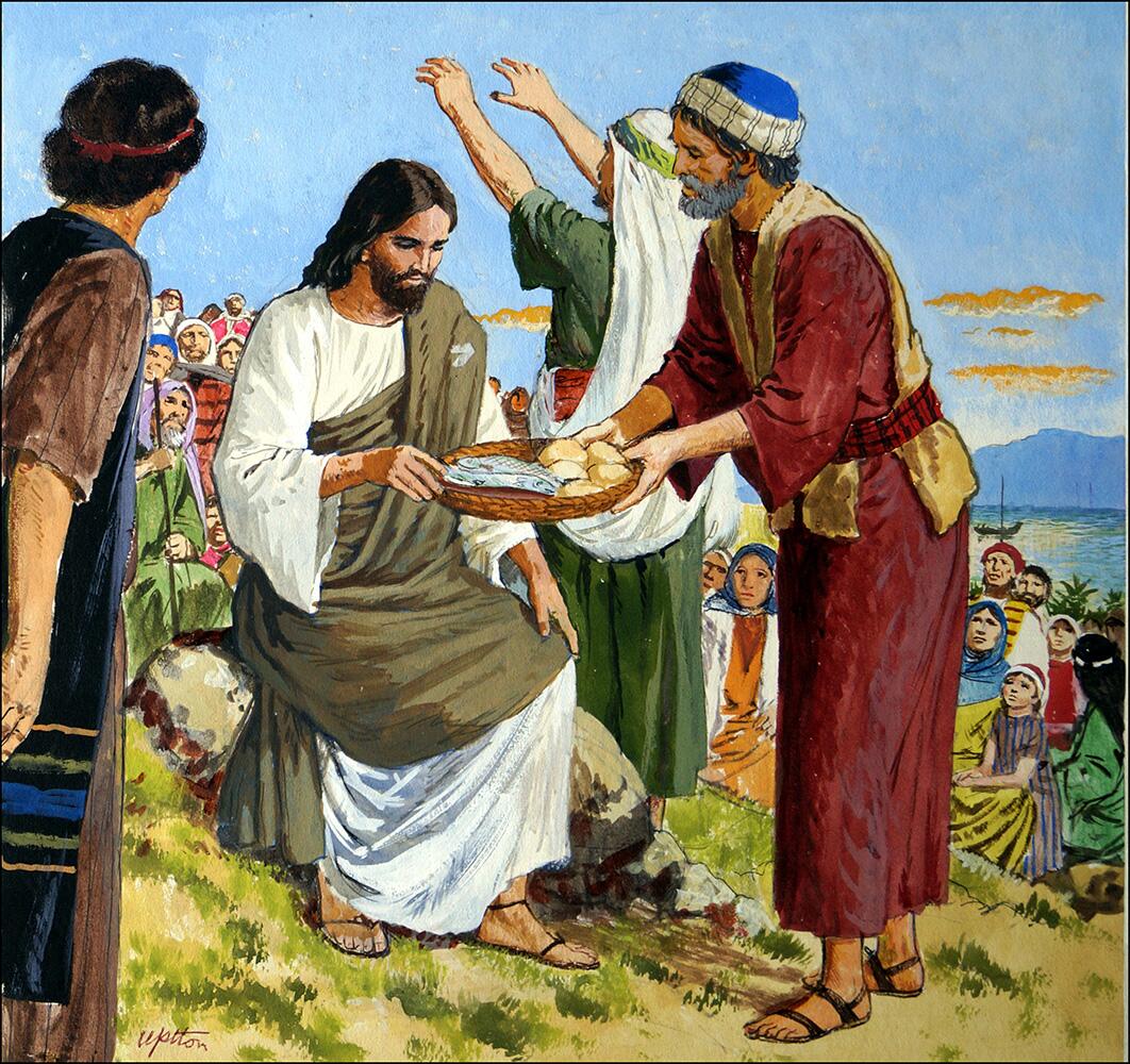Jesus - The Miracle of Feeding the Five Thousand art by Clive Uptton Jesus - The Miracle of Feeding the Five Thousand art by Clive Uptton