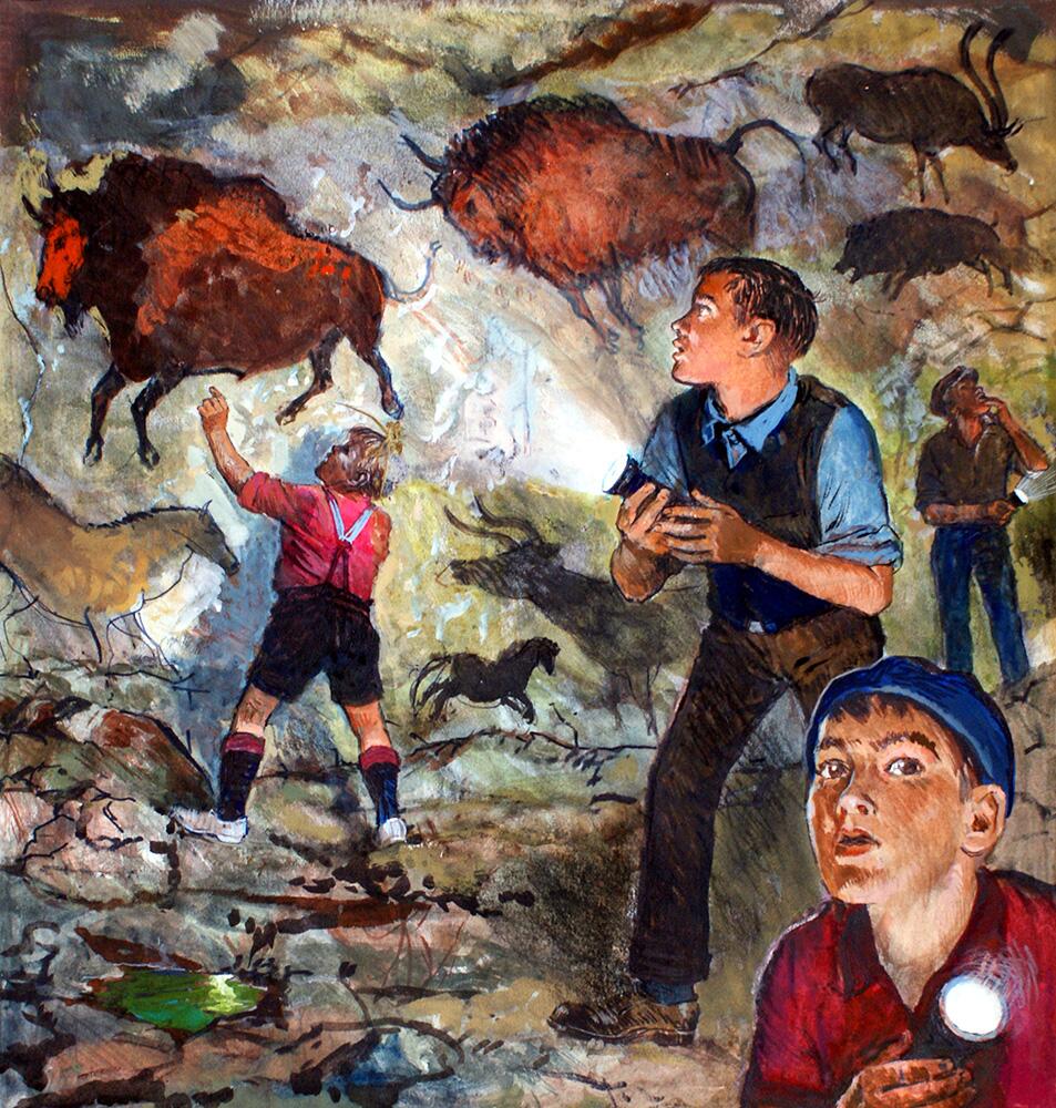 Discovery of the Lascaux Cave Paintings art by Clive Uptton Discovery of the Lascaux Cave Paintings art by Clive Uptton