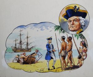 Captain Cook and HMS Endeavour art by John Worsley Captain Cook and HMS Endeavour art by John Worsley