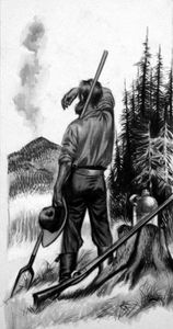 Early Settlers on the American Frontier art by Ron Embleton Early Settlers on the American Frontier art by Ron Embleton