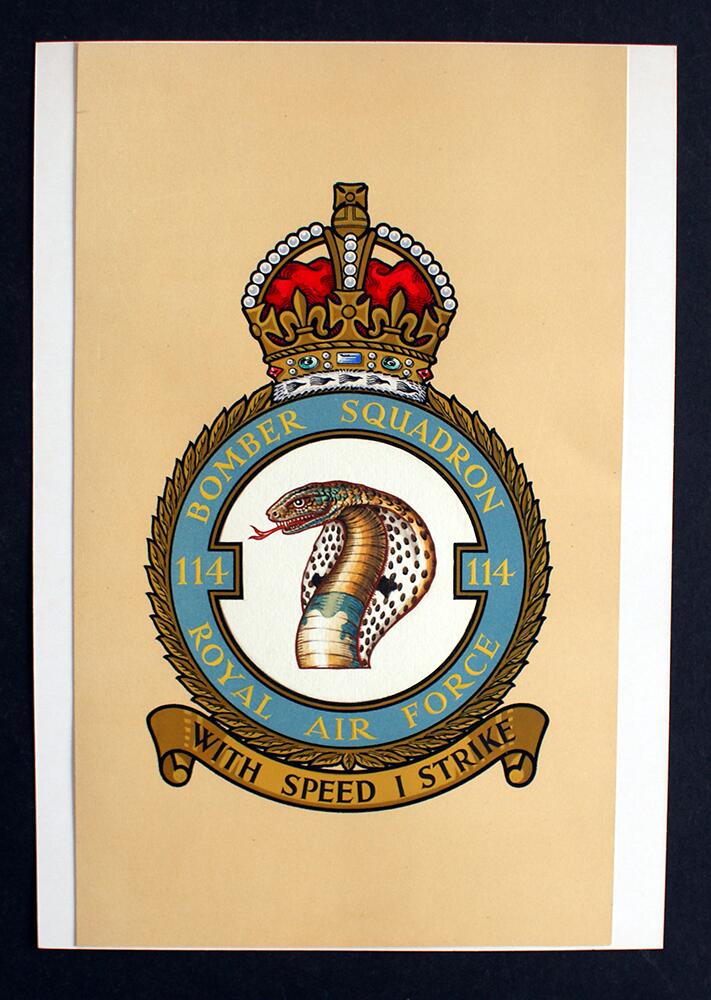 R.A.F. Badge: Bomber Squadron 114 art by 20th Century unidentified artist R.A.F. Badge: Bomber Squadron 114 art by 20th Century unidentified artist