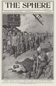 German prisoners captured by the Americans (original cover page from The Sphere 1918) art by Fortuni German prisoners captured by the Americans (original cover page from The Sphere 1918) art by Fortuni