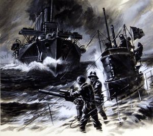 U-Boat Sunk - The End of U-15 art by Wilf Hardy U-Boat Sunk - The End of U-15 art by Wilf Hardy